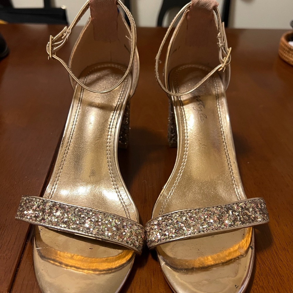 Elegant Glitter Strap Heels